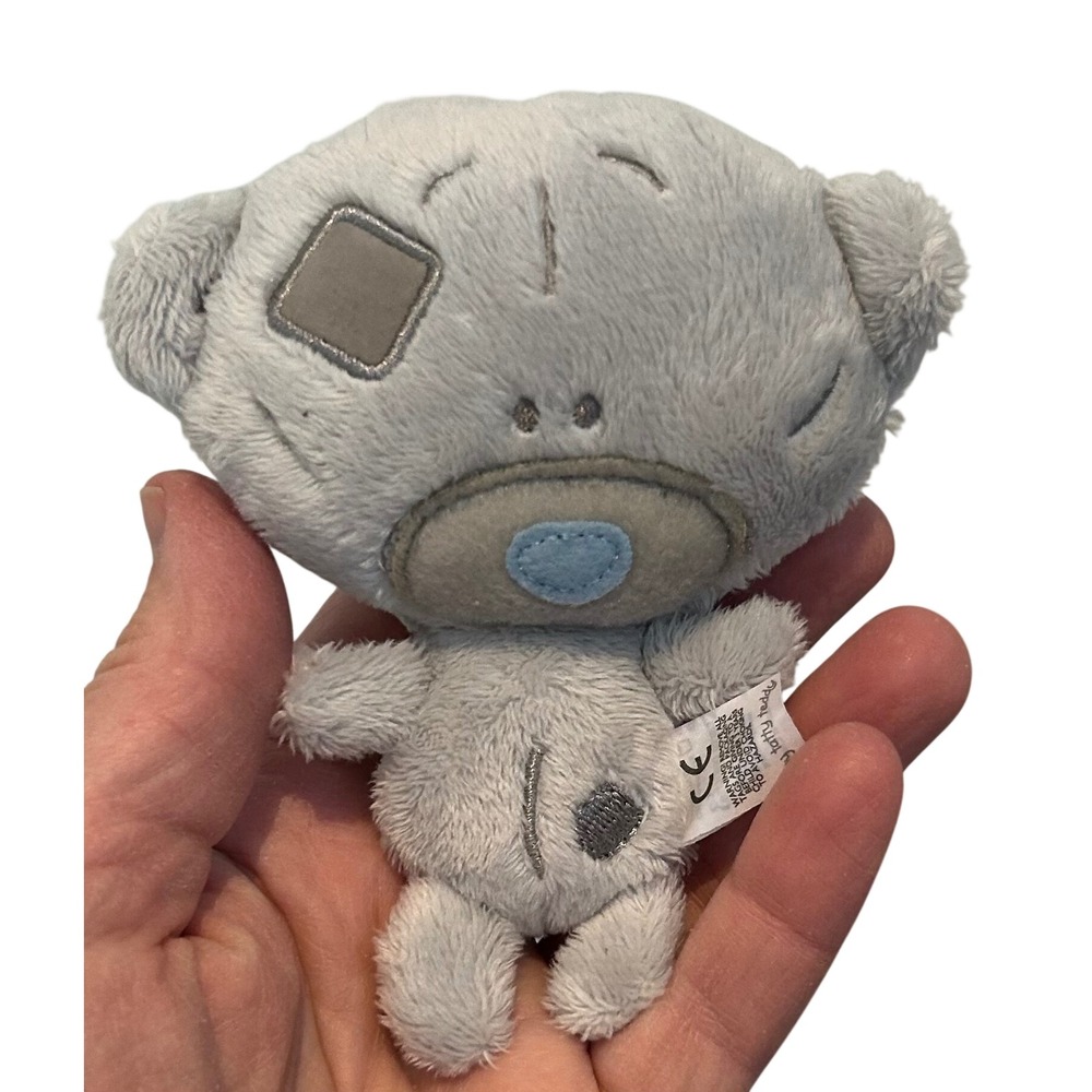 Me to You Tiny Tatty Teddy Grey Blue Nose Patch Miniature Plush 4 Inch Soft Toy